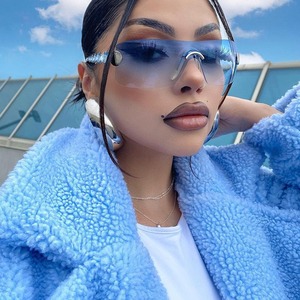 Lmamba 8127 Fashion Y2k <b>Sunglasses</b> Women Oversized Rimless <b>Sunglasses</b> Wrap Around Designer Sports <b>Sunglasses</b> 2024 - Product Image 1