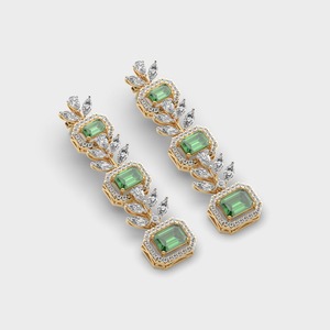 Luxury Round Pear Marquise Diamond Drop <b>Earrings</b> 18K Solid Gold Prong Setting Women's Wedding & Party Jewelry Plant Pattern - Product Image 2