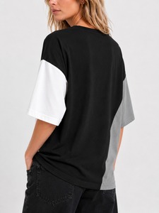 Camiseta Oversize para Mujer, Corte Holgado Informal, Manga Corta, Básica, Transpirable, Diseño Liso, para Uso Diario en Verano - Product Image 6