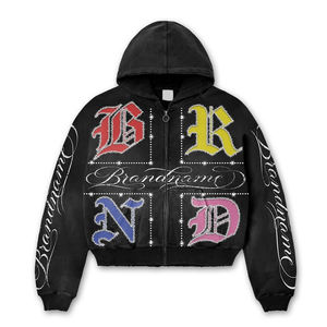 High Quality Printed Acid Wash Fleece Suit Streetwear Distressed Embroidered Patch Tracksuits Sun Faded Hoodie <b>Sweatpants</b> <b>Set</b> - Product Image 4