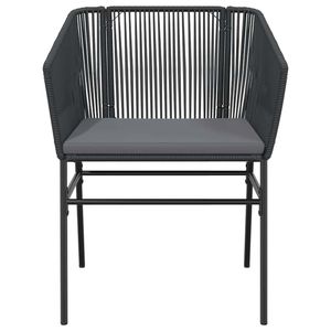 Dark <b>Grey</b> Garden Dining Set 4 Seater Rattan Metal <b>Frame</b> Contemporary Outdoor Furniture Weather Resistant - Product Image 5