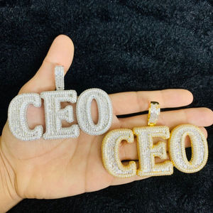 จี้รูปตัวอักษร CEO ของ Starspire Jewels เงินแท้ 925 ชุบทองคำขาวประดับเพชรโมอิสซาไนต์แบบไมโครเพฟ สไตล์ฮิปฮอปสำหรับผู้ชาย ได้รับการรับรองจาก GIA เหมาะสำหรับใส่ทุกวัน - Product Image 1
