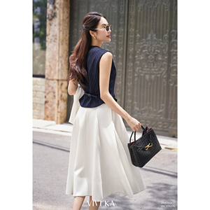 Jupe midi évasée blanche élégante pour femme, taille haute, décontractée, pour le bureau, conception personnalisée ODM OEM RYAN - Product Image 2