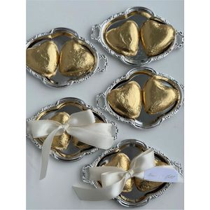 Luxury Round Gold Metal Serving Tray Decorative Mirror Base Cake Platter for Wedding Party <b>Eid</b> Ramadan Home Decor Centerpiece - Product Image 5