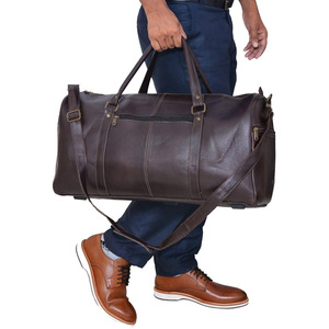 Bolsa de Viaje de Fin de Semana de Cuero Genuino, Unisex, con Cierre de Cremallera, Capacidad de 36-55L, Asa Suave - Product Image 2