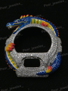 Handmade Blue Dragon <b>Watch</b> Bezel With VVS Moissanite Hollow Design 6900 Series Upgrade - Product Image 1