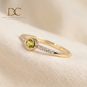 IGI Certified 10KT Solid Yellow Gold <b>Ring</b> with Lab Grown Diamond and Yellow <b>Sapphire</b> Handcrafted Women's Jewelry For Engagement - Product Image 5