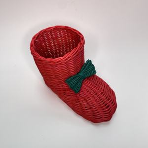 Vente en gros au meilleur prix chaussures/chaussettes en rotin naturel Options de couleurs multiples cadeau de décoration d'arbre de Noël comprend des bougeoirs - Product Image 5