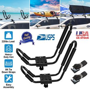 1 Par de Soportes Universales Reforzados Tipo J para Kayak, Capacidad de Carga de 220 LBS, Portaequipajes de Techo para Canoa, 2 Correas de Sujeción, Soporte de Techo para Coche - Product Image 2