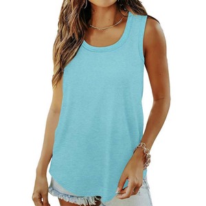 เสื้อกล้ามถักผู้หญิงคอกลมสีพื้นระบายอากาศลำลอง - Product Image 1