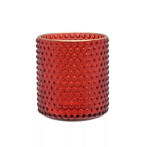 Elegant <b>Red</b> Dotted Glass Tealight Votives Decorative <b>Candle</b> Holders for Living Room and Dining Table - Product Image 1