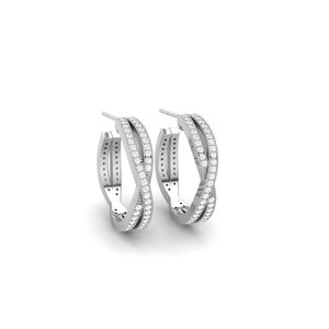 Pendientes de aro cruzados plateados con micro circonitas, diseño retorcido, plata de ley 925, joyería fina para mujer, regalo para mujer - Product Image 2