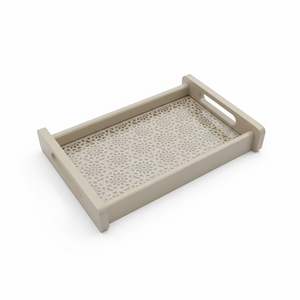 Bandeja Decorativa de Color Gris, MDF y Láminas Acrílicas, Diseño Cortado con Láser, para Mesa de Comedor, Bandeja para Desayuno, Bandeja para Postres - Product Image 4