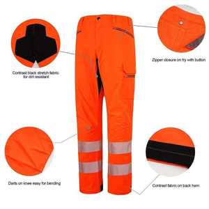 Pantalon de travail décontracté haute visibilité pour l'automne, réfléchissant, en coton/polyester, personnalisé, respirant, écologique et imperméable pour homme - Product Image 4