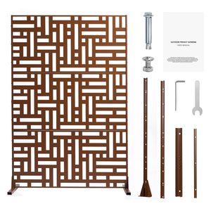 Divisorio Decorativo da Esterno in Metallo a 3 Pannelli, Taglio Laser, 91 cm L x 183 cm H, Autoportante - Product Image 1