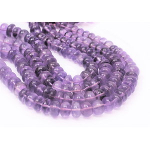 Perles de pierre précieuse améthyste naturelle lisses en forme de rondelle, 16 pouces, 5-12 mm, perles améthyste violettes faites à la main, fabrication de bijoux. - Product Image 2