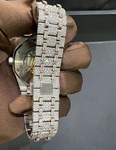 Montre mécanique unisexe haut de gamme à double tonalité, entièrement sertie de diamants, élégante, avec diamants Moissanite VVS, mouvement ETA, pour affaires - Product Image 4