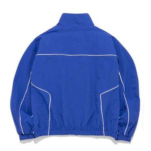 เสื้อแจ็คเก็ตกันลมน้ำหนักเบาแบบ unisex สีน้ำเงินทรงโอเวอร์ไซส์ ชุดเสื้อและกางเกงผ้า soft shell คอตั้ง ซิป ระบายอากาศได้ดี - Product Image 2