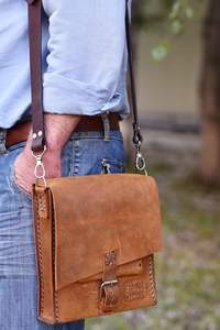 Unisex <b>Genuine</b> <b>Leather</b> Crossbody Sling <b>Bag</b> - Product Image 3