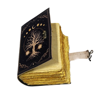 Journal de l'arbre de vie imprimé en cuir Sort vierge Livre des ombres Grimoire Journal avec papiers de bord de pont, Journal de fermeture C-Lock