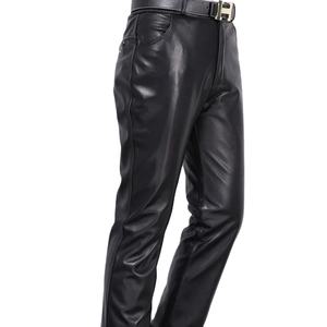 Pantalon en cuir pour homme, taille élastique, coupe régulière, imperméable, respirant, lourd, chaud pour l'hiver, grande taille, style urbain - Product Image 1