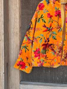 Veste en velours à imprimé floral d'oiseaux, manteau bohème - Product Image 2