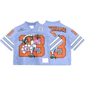 เสื้อฟุตบอลสไตล์วินเทจทรงครอปโอเวอร์ไซส์สำหรับผู้ชาย แบบสปอร์ตเรโทรสไตล์อเมริกัน ผลิตตามสั่งจากโรงงาน - Product Image 2