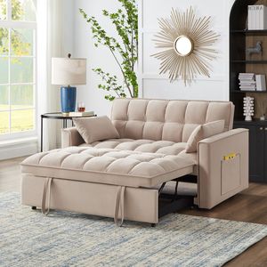 Divano Letto 4-in-1 Trapuntato con Braccioli e Tasche Portaoggetti, Schienale Regolabile, Funzione Estraibile Multifunzione - Product Image 1