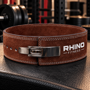 เข็มขัดยกน้ำหนัก Rhino Fitness หนังสีน้ำตาล แบบพันรอบตัว ปรับได้ รองรับหลังส่วนล่าง สำหรับใช้ในยิม - Product Image 1