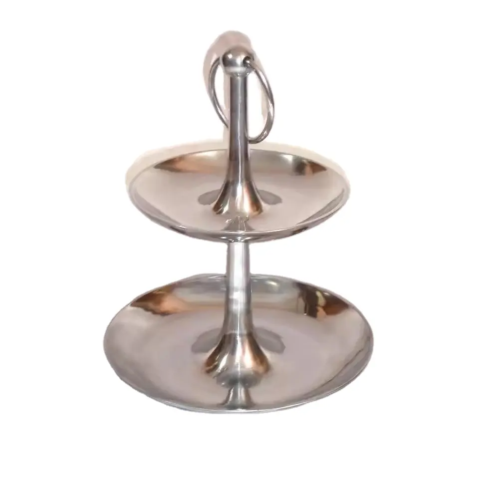 Fresh Arrivals 2 Tier Cake Stand Silver Polished Dessert Stand Best for Birthday With Handle