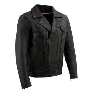Men's Premium Classic Motorcycle Black Leather <b>Jacket</b> Heavy Duty Top Grain Cowhide Waterproof Windproof Biker OEM Wholesale 6XL - Product Image 1
