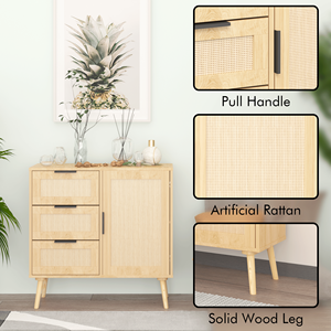 Cómoda Moderna de Madera y Ratán con Espacio de Almacenamiento para Dormitorio, Sala de Estar, Entrada o Pasillo - Product Image 6