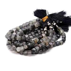 ลูกปัดพลอยรูไทล์สีดำธรรมชาติทรงกล่อง ขนาด 6-9 มม. ร้อยเป็นเส้น ลูกปัดหลวมสำหรับทำเครื่องประดับกำไลข้อมือ ราคาขายส่ง - Product Image 3