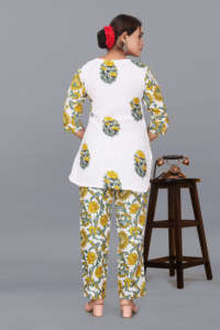 Bulk Wholesale White Green Printed Women Co ord <b>Set</b> Factory Price <b>Magic</b> Fabric 2 Piece Pant Suit Eco Friendly Round Neck - Product Image 2