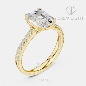Bague de fiançailles de luxe en or blanc 14 carats avec diamant de laboratoire certifié IGI 2,33 carats, taille émeraude, F+ VS+, pavé - Product Image 6