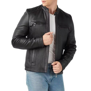 Veste en cuir pour homme, cuir souple, design classique, coupe confortable, coutures robustes, idéale pour la mode décontractée et les voyages - Product Image 5