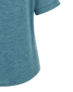 Camiseta Casual Personalizada para Mujer, Cuello en V, Color Verde Azulado, Manga Corta, Mezcla de Algodón, Suave y Ligera, con Bolsillo, Cómoda para Uso Diario en Verano - Product Image 3