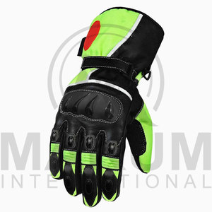 Guantes de Carreras de Cuero Completos, Negros y Verde Lima, con Correa de Muñeca Ajustable, Antideslizantes, Unisex, para Motocross al Aire Libre - Product Image 5