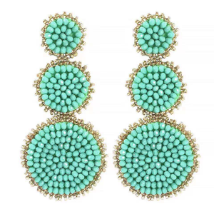 Hot Sale Europe and the New Round Rice Beads Beaded <b>Handmade</b> <b>Earrings</b> Gem Rhinestone <b>Earring</b> - Product Image 4