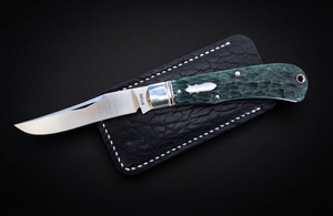 Couteau pliant à lame droite en acier Damas fait main avec manche en bois et étui en cuir, outil de survie pour le camping, vente en gros - Product Image 3