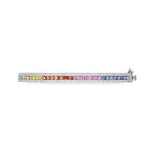 Bracelet chaîne de luxe en or blanc 14 carats avec diamants de laboratoire taille brillant pour femme, maillons géométriques entrelacés classiques et complexes, 8,8g - Product Image 1