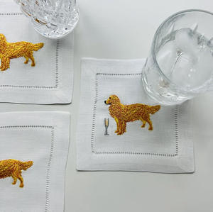 Sous-verres et serviettes personnalisés 100 % lin, brodés, réutilisables, avec monogramme ou logo, cadeau idéal pour hôte de fête de Noël ou mariée - Product Image 3