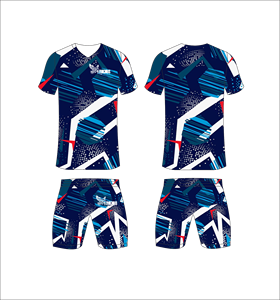 Ensemble maillot et short de football personnalisés par sublimation, respirant et à séchage rapide, uniforme sportif pour l'entraînement et les matchs d'équipe, bleu - Product Image 1