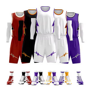 Tenues de basketball personnalisées à séchage rapide, antibactériennes et anti-transpiration, avec nom d'équipe imprimé - Product Image 1