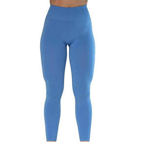 Leggings de sport pour femmes, taille mi-haute, couleur unie, séchage rapide, respirants, sans coutures, en nylon et élasthanne - Product Image 1