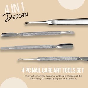 Ensemble d'outils pour pousse-cuticules en acier inoxydable, 5 en 1, coupe-ongles multifonctionnel, outils de manucure et de pédicure pour adultes, durables - Product Image 4