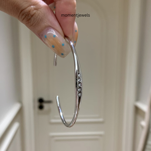 Brazalete de Plata de Ley 925 con Eslabones Ovalados, Chapado en Oro, con Circonitas, Joyería Minimalista para Mujer - Product Image 3