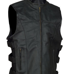 Gilet de motard en cuir lourd pour homme, veste sans manches en cuir véritable pour la moto, vêtements de club moto, vente en gros - Product Image 2