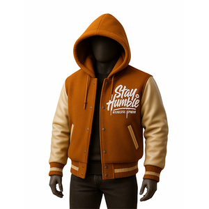 Chaqueta Varsity con Capucha para Hombre LANEX IMPEX, Lana/Poliéster, Transpirable, Impermeable, Ecológica, Ropa Urbana de Invierno, Logotipo Personalizado - Product Image 3