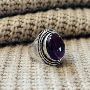 Fashionable Latest Bohemian Style Silver Plated Amethyst Brass Gemstone <b>Ring</b> <b>statement</b> Cocktail Chunky Wholesale <b>Ring</b> For Women - Product Image 5